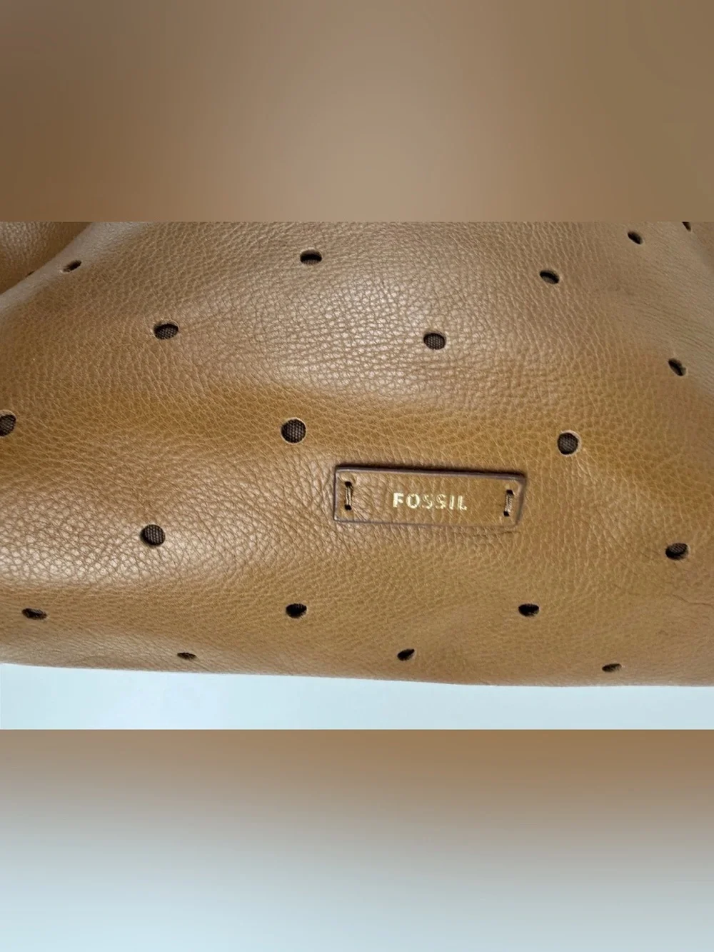 Fossil Julia Hobo Perforated Leather Tote Bag in Brown